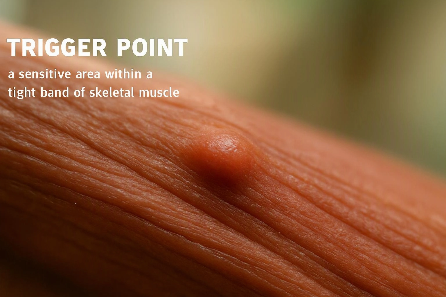 Close-up of skin with a raised bump beside the text “TRIGGER POINT”